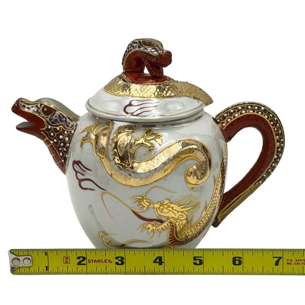 Vtg Gem China Japan Moriage Dragonware Teapot Sugar Bowl Dragon Head‎ Spout READ